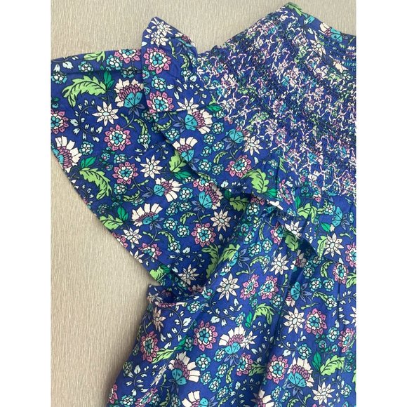 LOFT WOMEN Petite Floral Smocked Ruffle Yoke Top PM - Picture 3 of 13